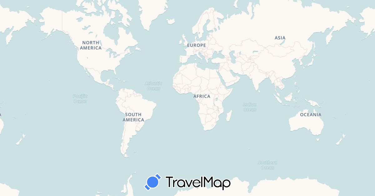 TravelMap itinerary: driving, bus, plane, train, boat in Austria, Germany, Italy, Libya, Malta, Poland, Tunisia (Africa, Europe)
